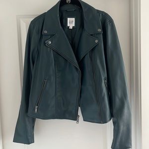 Teal Leather Moto Jacket